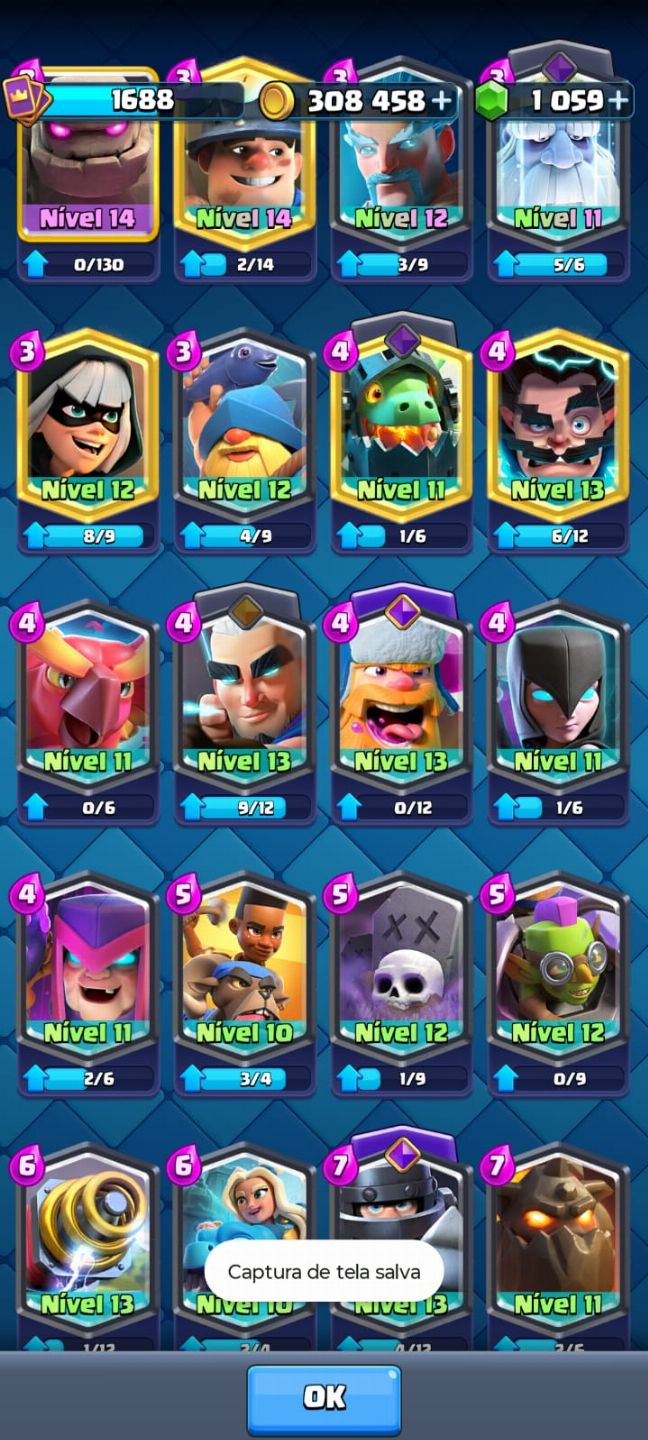 CONTA DE CLASH ROYALE COM 120 CARTAS LIBERADAS E 7500 TROFÉU