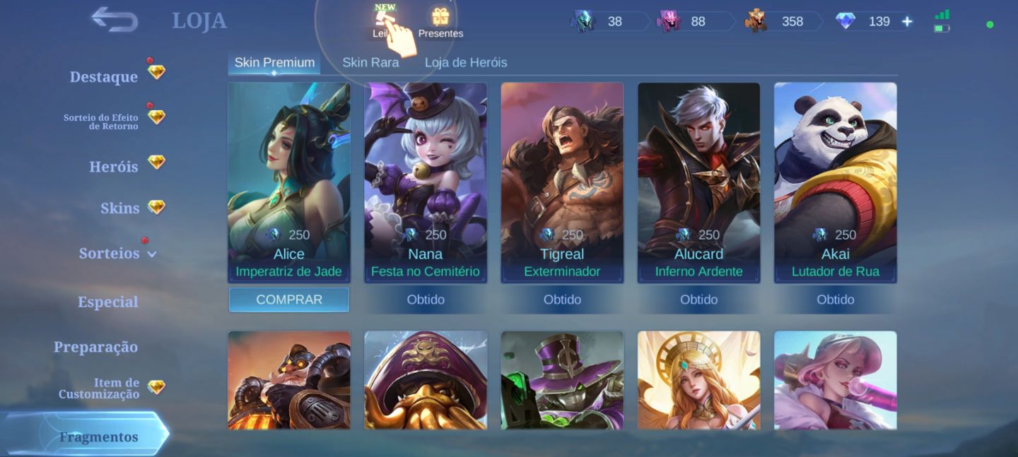 Conta mlbb muito antiga, e com legend alucard, Kakashi no haya, entre outras.