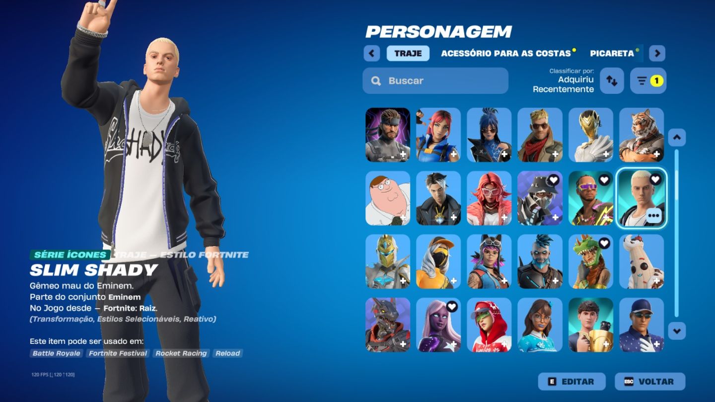 CONTA FORTNITE COM MINTY TRAVIS SCOTT EMINEM E MUITO MAIS