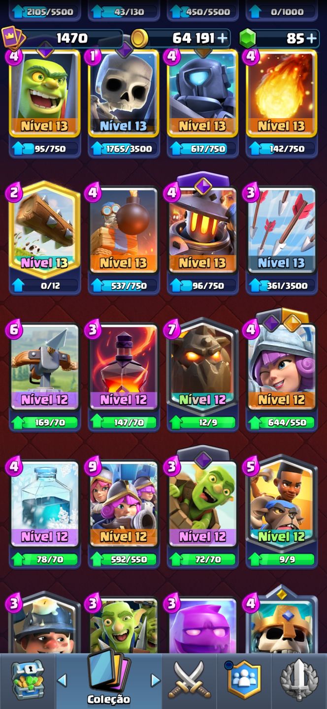 Conta de clash royale arena lendaria muito upada