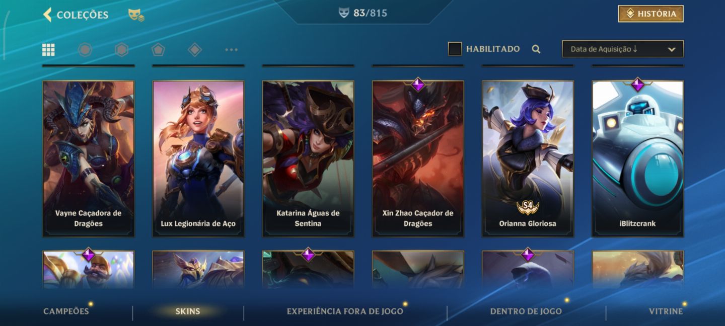 Conta lol com ótimas skins