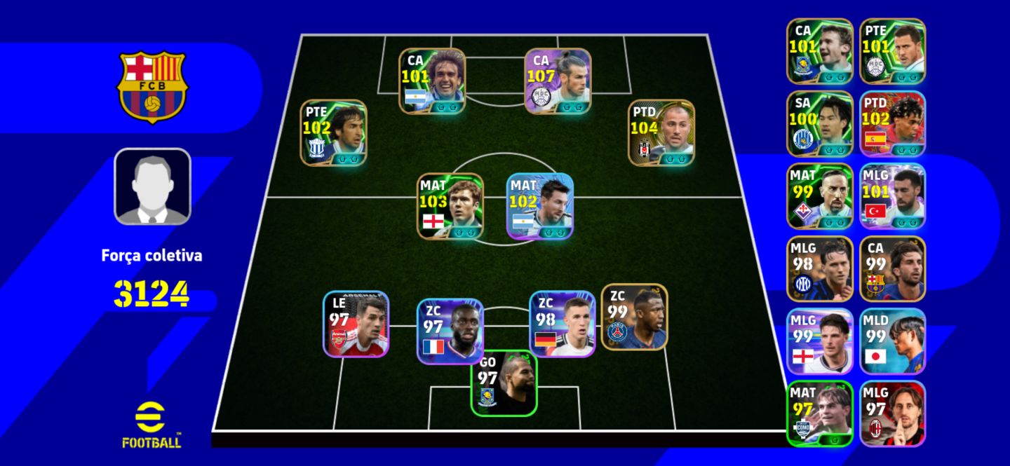 CONTA EFOOTBALL MOBILE BALE 107 NARUTO BLITZ CURLER+ RICARDO QUARESMA 104