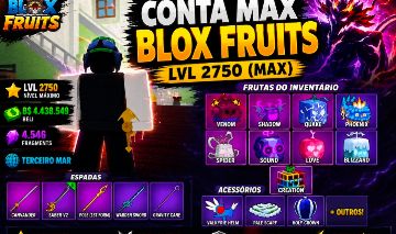 Conta de Blox Fruits level max muito upada e rara