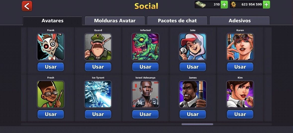 CONTA 8 BALL POOL, LVL 186, FULL LENDÁRIA, +450M FICHAS, +60 AVATARES, 200 NOTAS