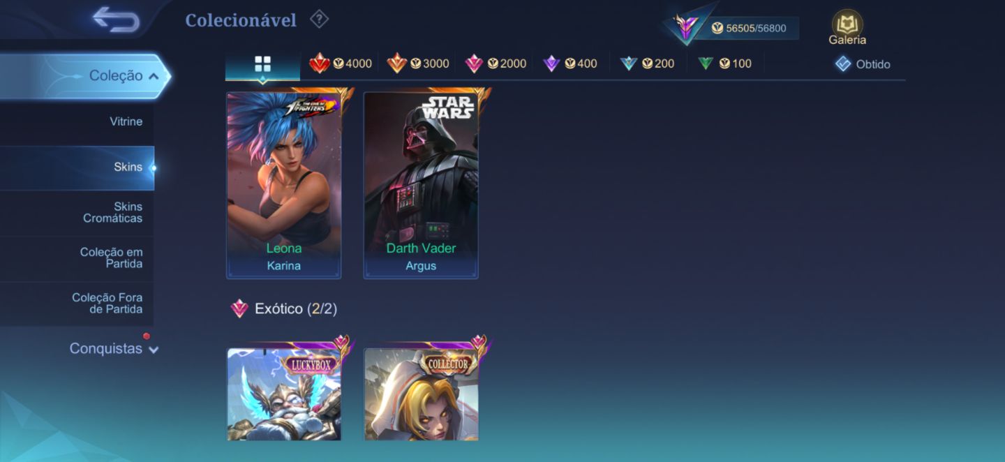 Conta Mobile Legends FULL | Todos Heróis + Skins Raras | Glória Mítica