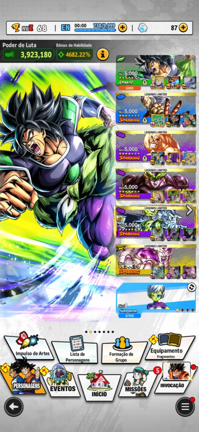 DESCONTO 24 HR | CONTA DRAGON BALL LEGENDS COM BROLY LEGEND FULL CARTA Z/Z+