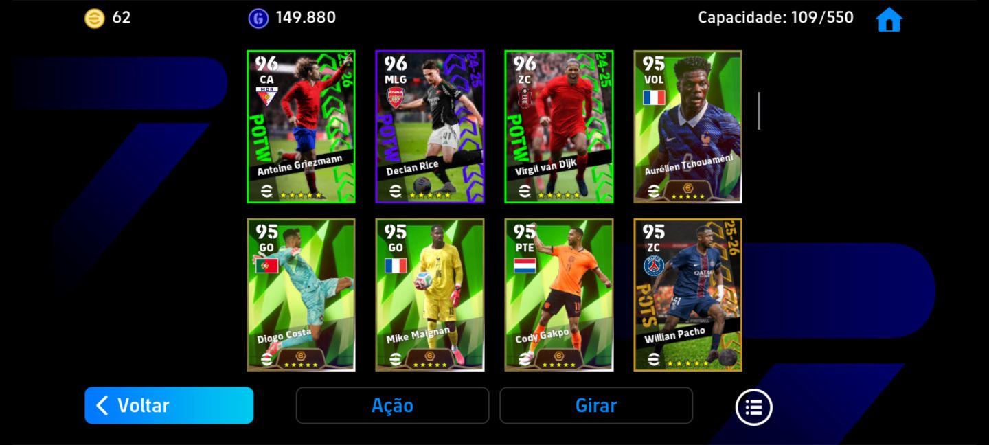 Conta de efootball completinha do Buffon e Hazard
