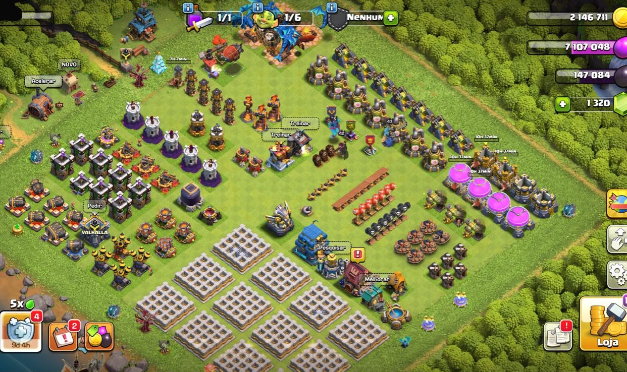 Conta Clash of Clans full CV12 | Rei 43 | Rainha 42 | Guardião 15 | 1320 Gemas