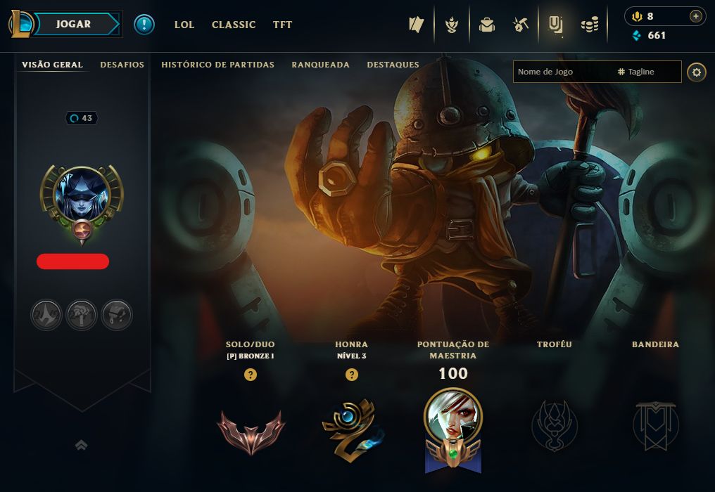 [Entrega Automática] Conta Lol Bronze, 58 Skins, Lendária, Upada na Mão