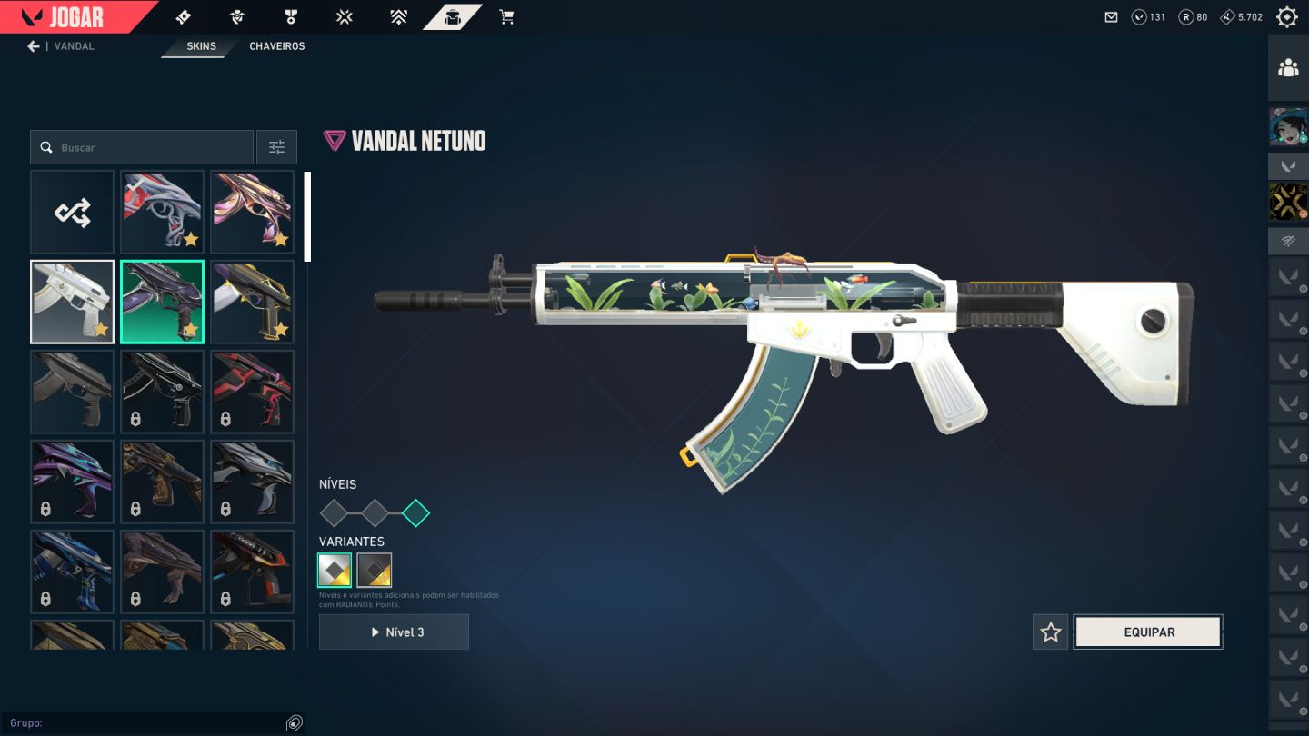 Conta valorant com varias skins com gaia e canivete singuralidade