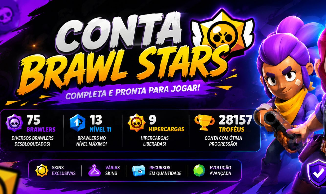 Conta de brawl stars, muitas skins Brawlers upados é muito mais