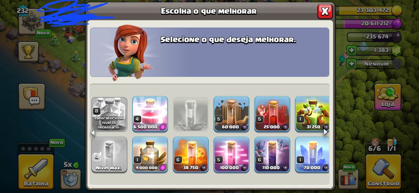 Clash of Clans CV17 | Nível 232 | 6 Construtores | 1.383 Gemas