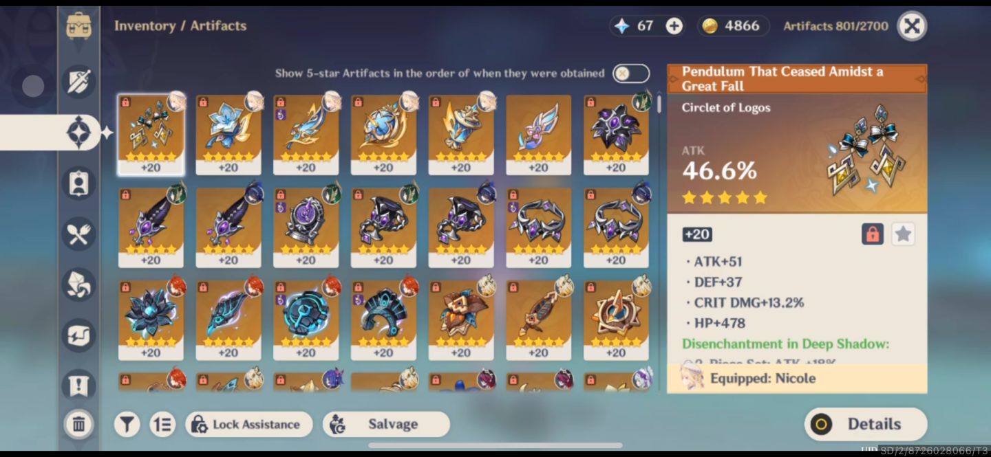 AR56 Premium: Mavuika C1+Xilonen+Nefer Lv90 | Nicole+Arma | Pity Garantido