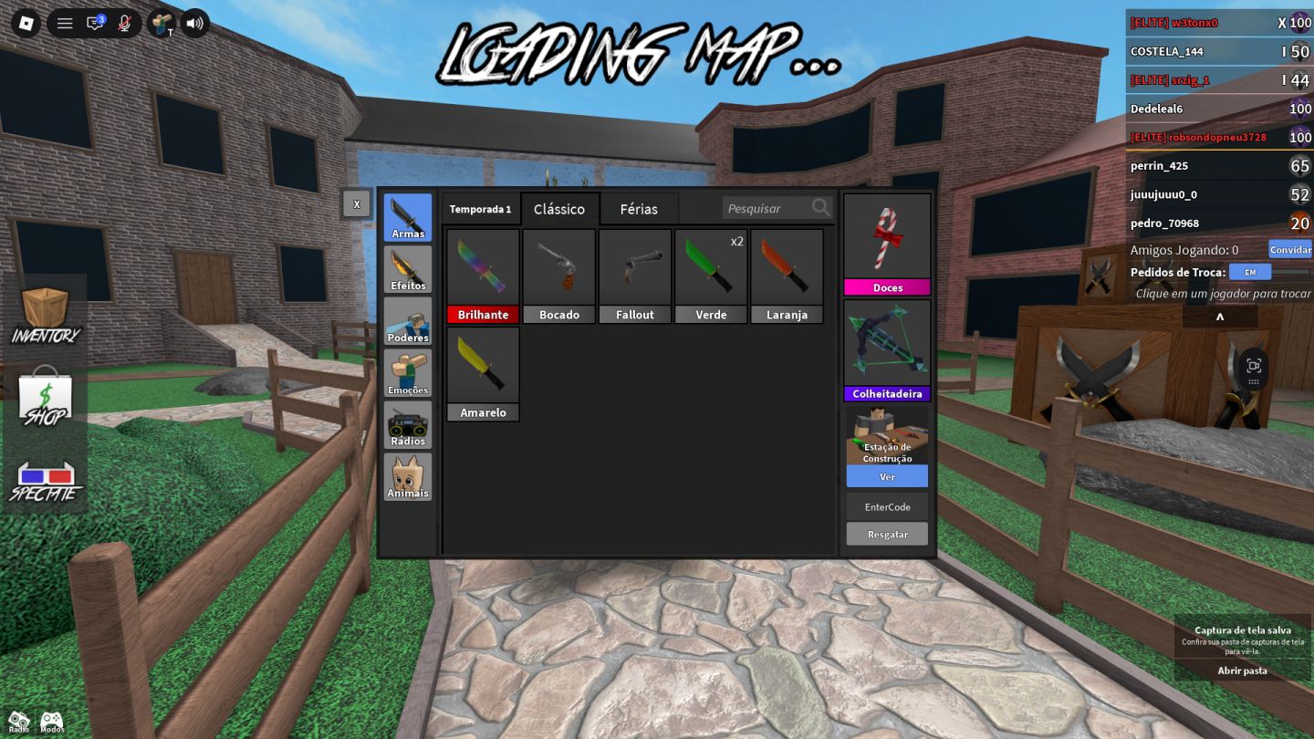 Inventario Murder Mistery 2 MM2 [ROBLOX] Com Heartwand, Candy, Harvester e etc