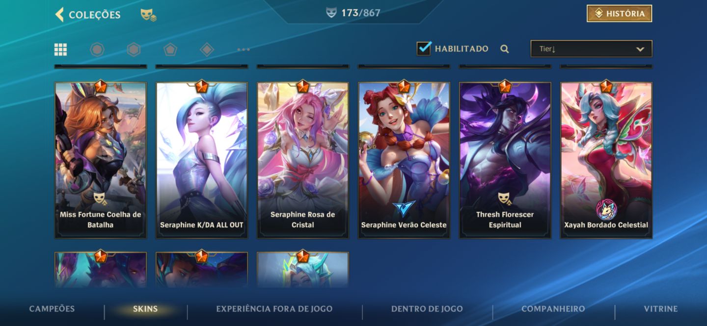 CONTA WILD RIFT COM SKIN PRESTÍGIO E CROMAS MÍTICOS + 180 SKIN TOTAIS