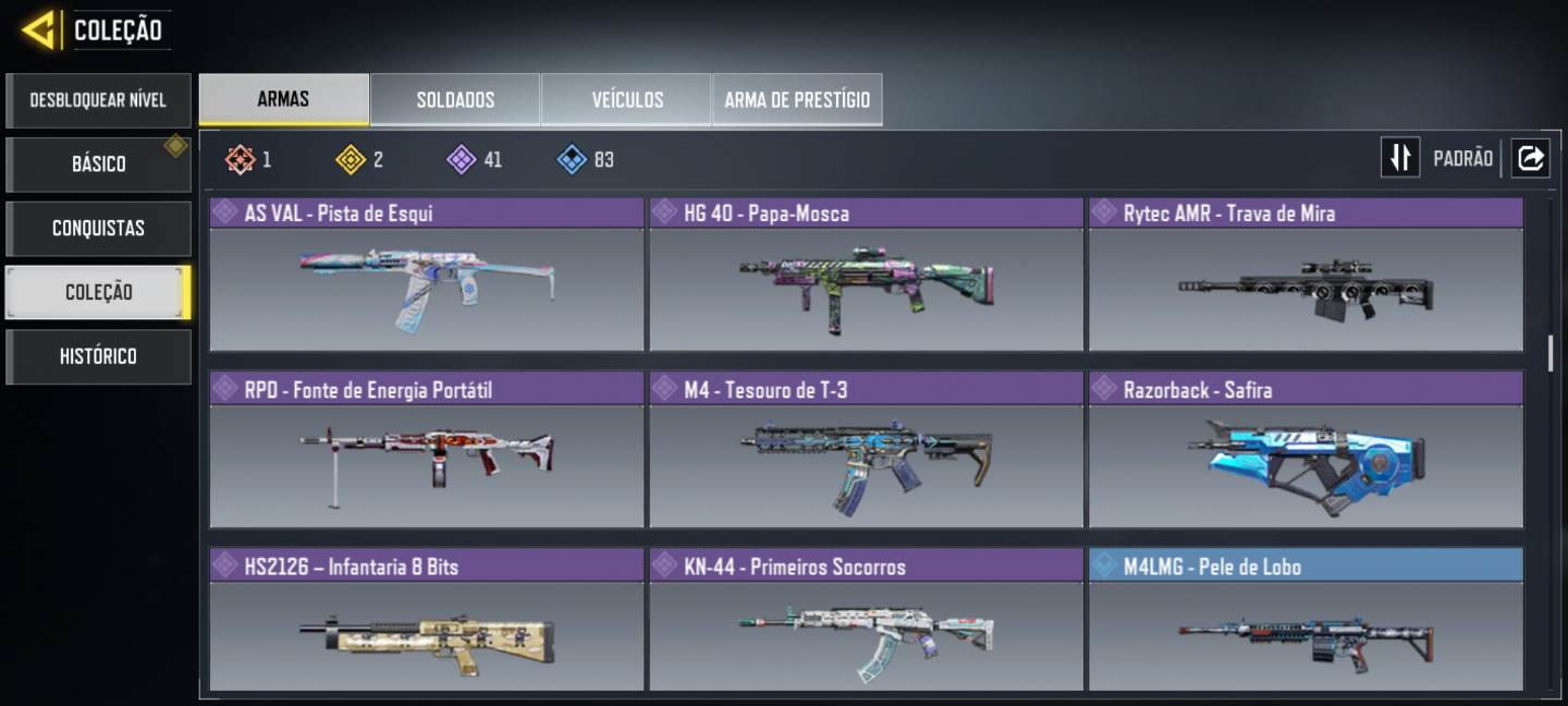 Conta cod mobile com varias skins