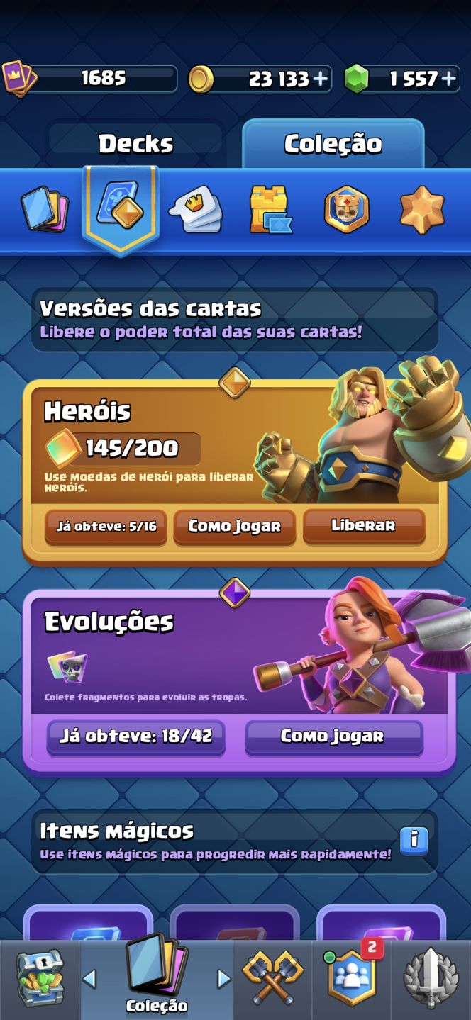 Conta de Clash Royale nível 16 com 2 deck nível 16 a