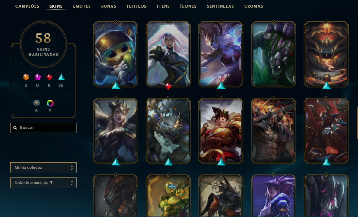 CONTA LOL COM 58 SKINS | UNRAKED | UPADA A MÃO