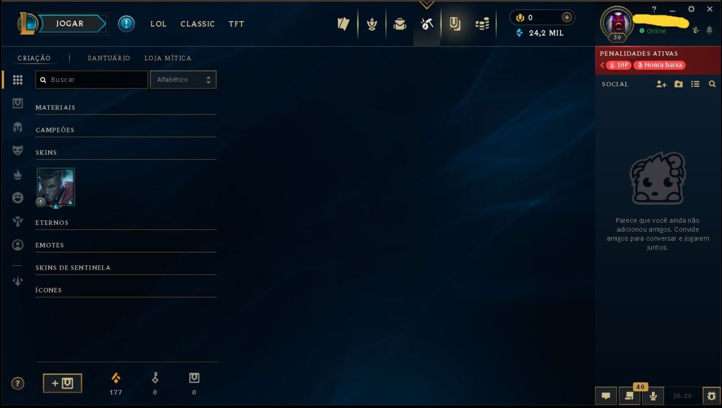 (UPADA À MÃO) CONTA SMURF - PLATINA 4 - 24,2K EA - SKINS - 100% SEGURA