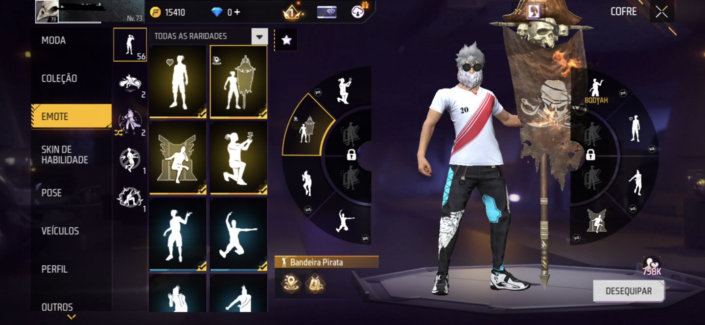 Conta de Free Fire com pacote itachi antiga