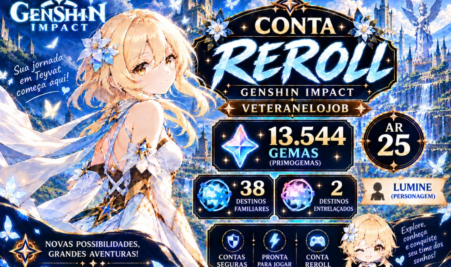 Conta Genshin Impact América Ar25 + 13.544 Primogems + 120 Pulls