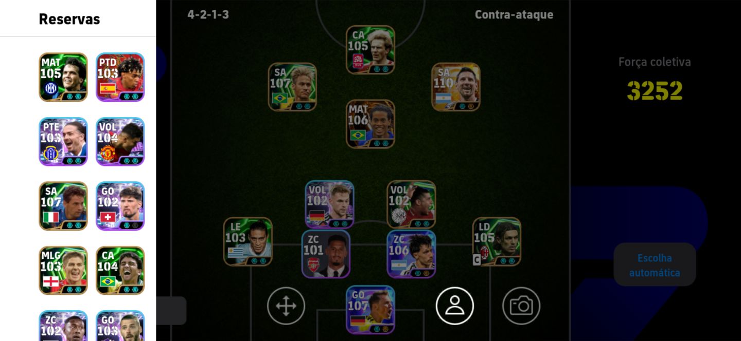 CONTA EFOOTBALL MESSI 111/RONALDINHO 107/NEY 107/ RUMMENIG/ BAGGIO 3200+