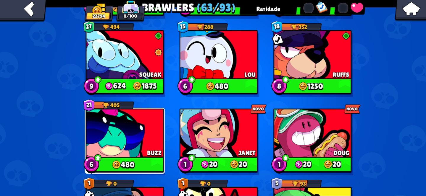 Conta antiga Brawl Stars com skins raras e colabs!!