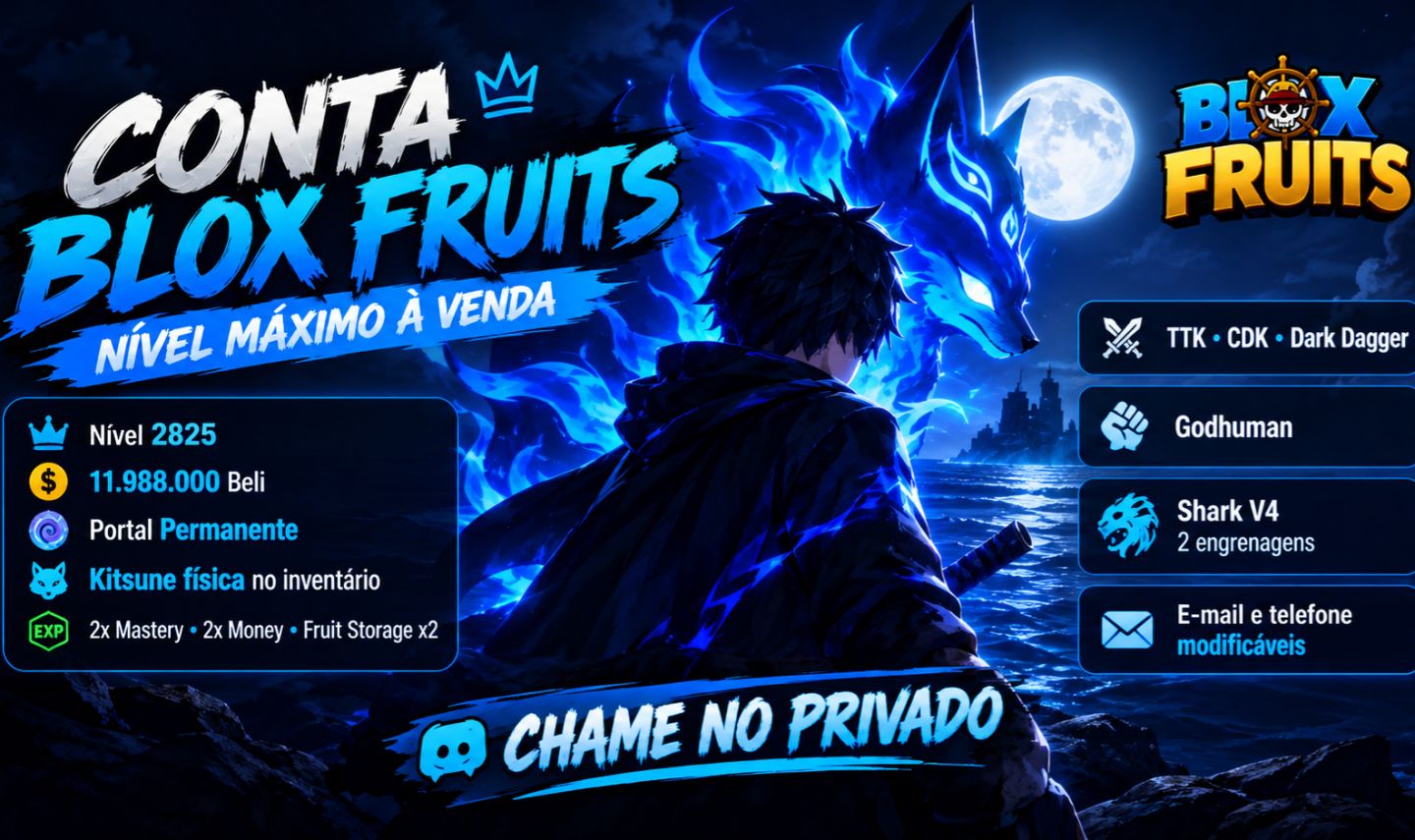 Blox Fruits MAX 2825 | Perm Portal | Kitsune | TTK CDK | Shark V4