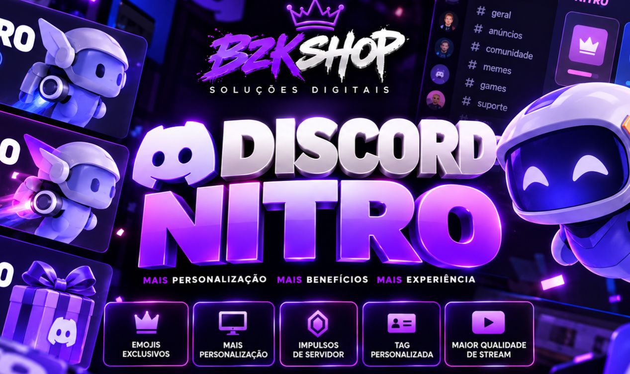 DISCORD NITRO BASIC E GAMING | 1 MÊS E 3 MESES | GIFT E LINK | BZKSHOP