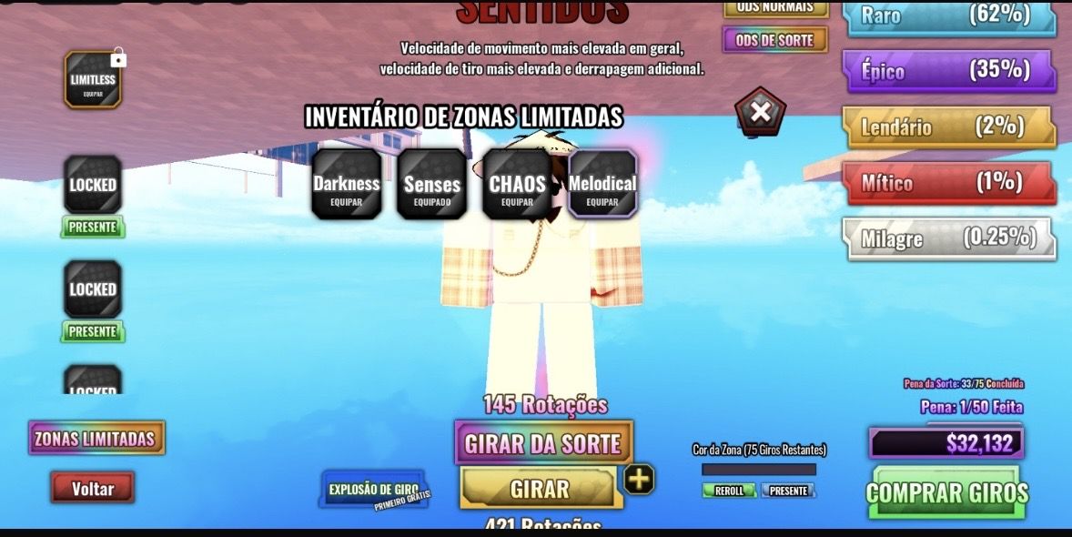 Conta de blox fruit, vanguard, jujutsu infinit, basketball e roube brainrot