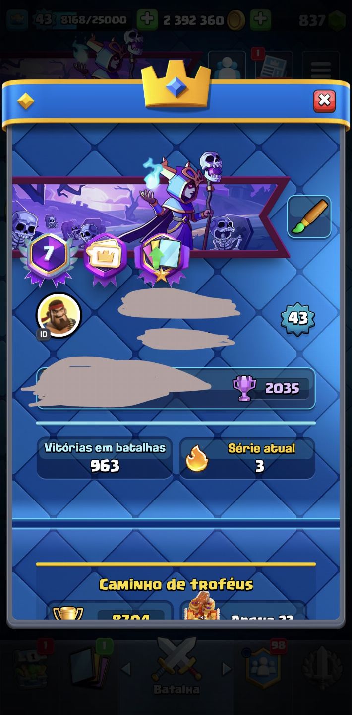 Conta Clash Royale 2019 / 8400 Troféus / Nível 43 / E muito mais!
