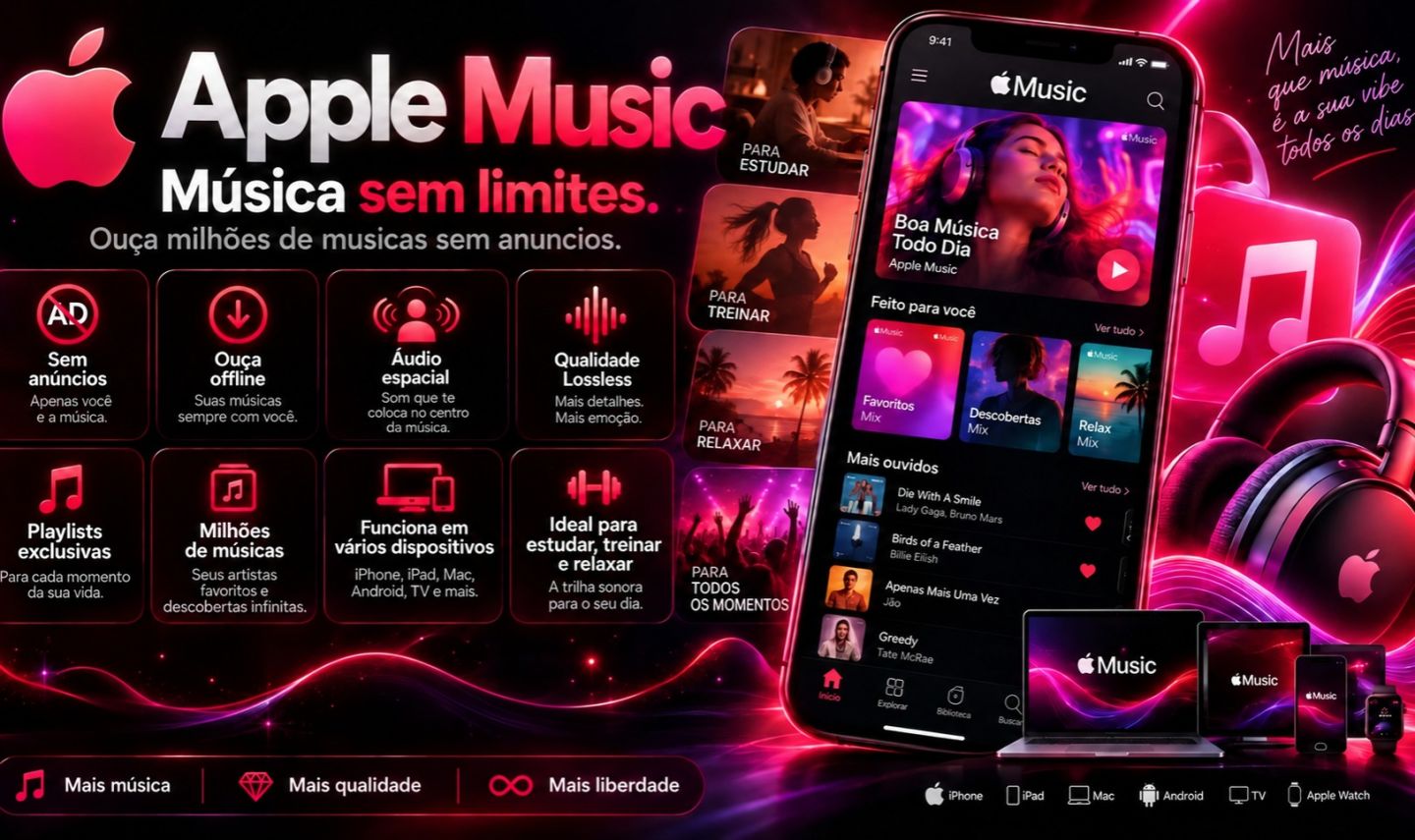 Apple Music Premium | +100 Milhões de Músicas | 30 DIAS | Ative Agora