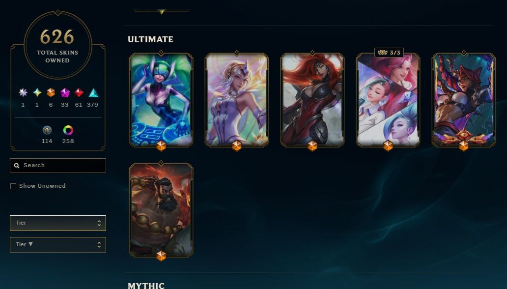 Conta LOL 672 Skins (incluindo Sahn Uzal + Variantes Miticos) + rec. de passes