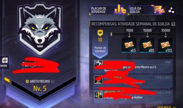 VENDA DE GUILDA FREE FIRE NÍVEL 5 COMPLETA E PRONTA