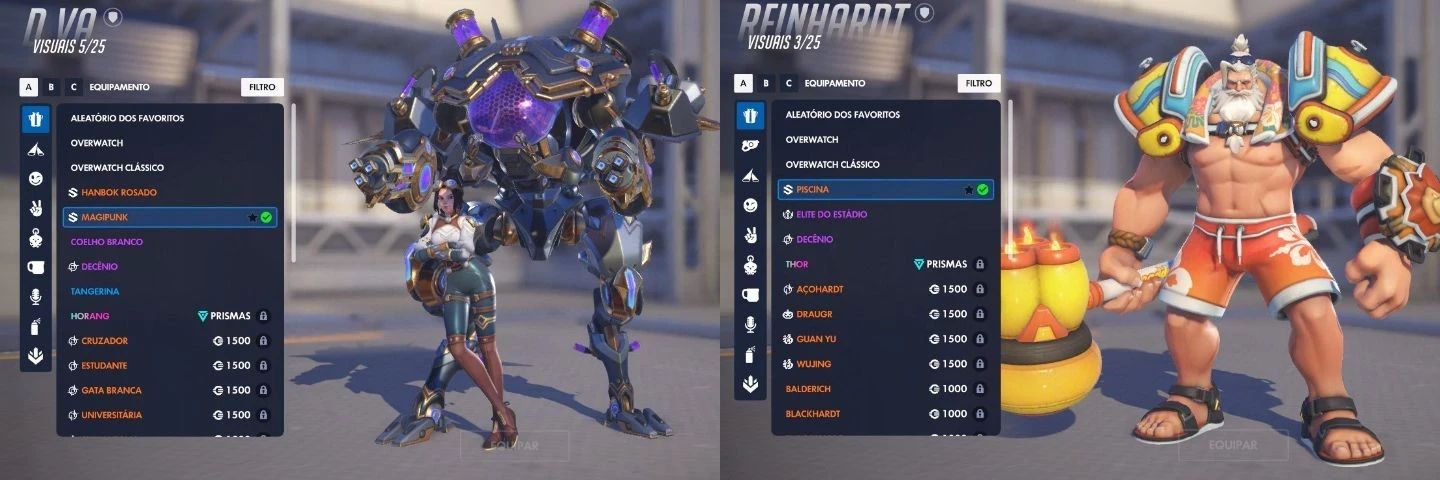 Conta Overwatch Platina + 100 Skins + 2 Arma Mitica + 3 Personagens Miticos