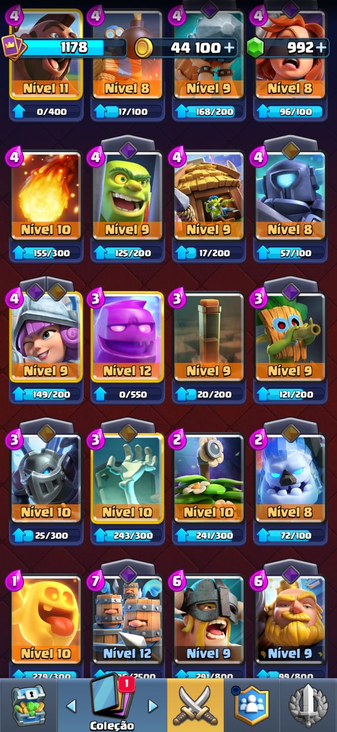 Conta Clash Royale arena 11 e Clash of clans CV 10