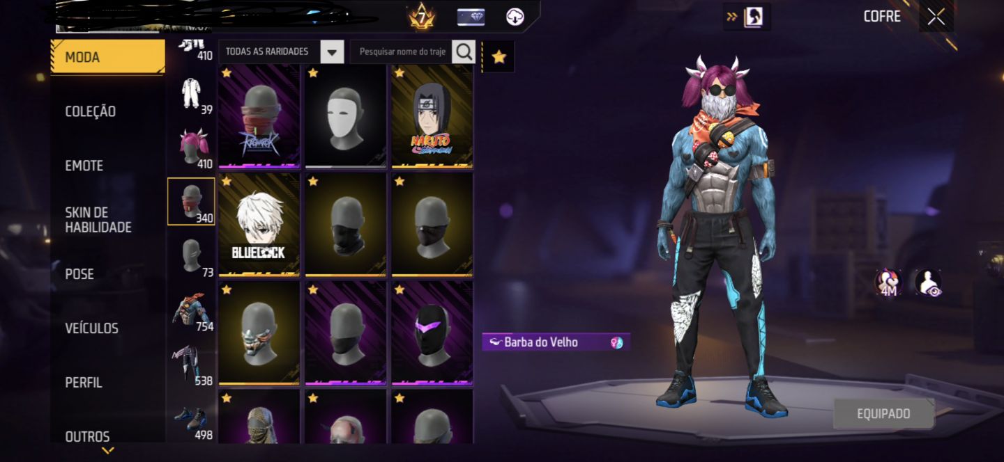 Conta free fire com ragnarok e skin do mandela