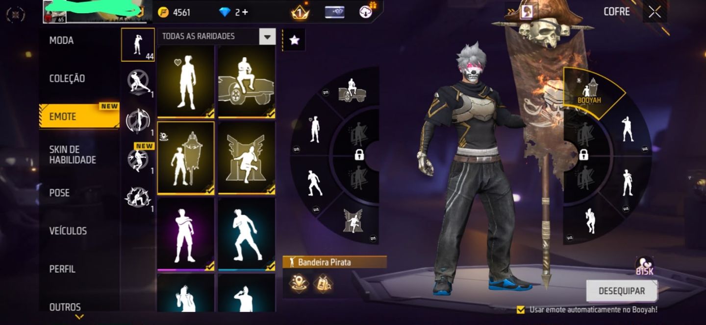 CONTA DE FREEFIRE COM PASSE DO JAGUAR!!(Leia a descrição)