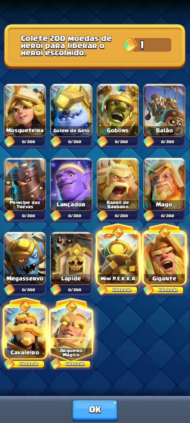 CONTA CLASH ROYALE TORRE LVL 16 VARIAS EVO E HEROIS