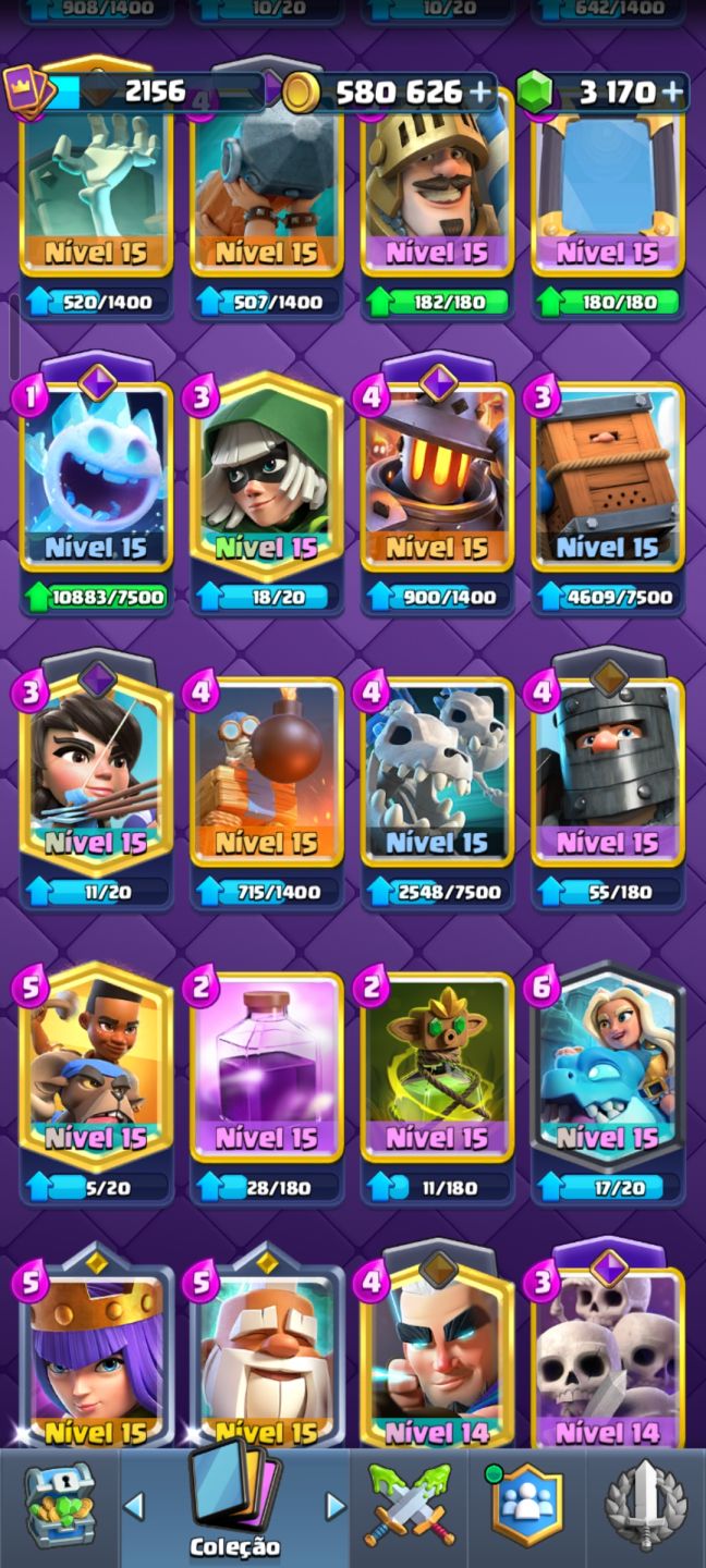 Conta Clash Royale Nível 81 (Rei 16) | 65 Cartas MÁX| 38 Evos | 8 H | 164 Emotes