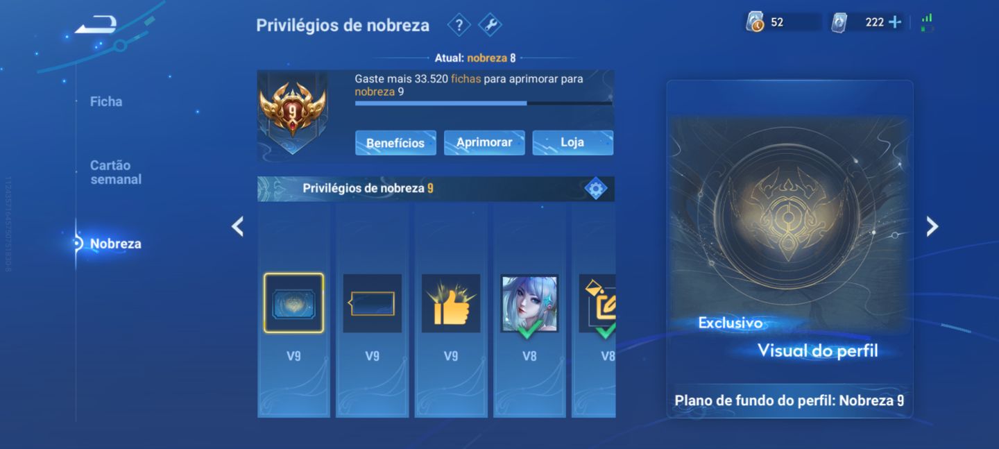 Conta honor of kings conta nobreza 8 quase nobreza 9