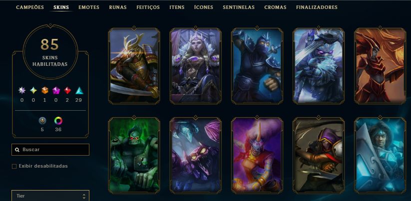CONTA ESMERALDA 4 / MF EXOCÓSMICA / 4 SKINS DO YASUO / 42 SKINS / 10K EA