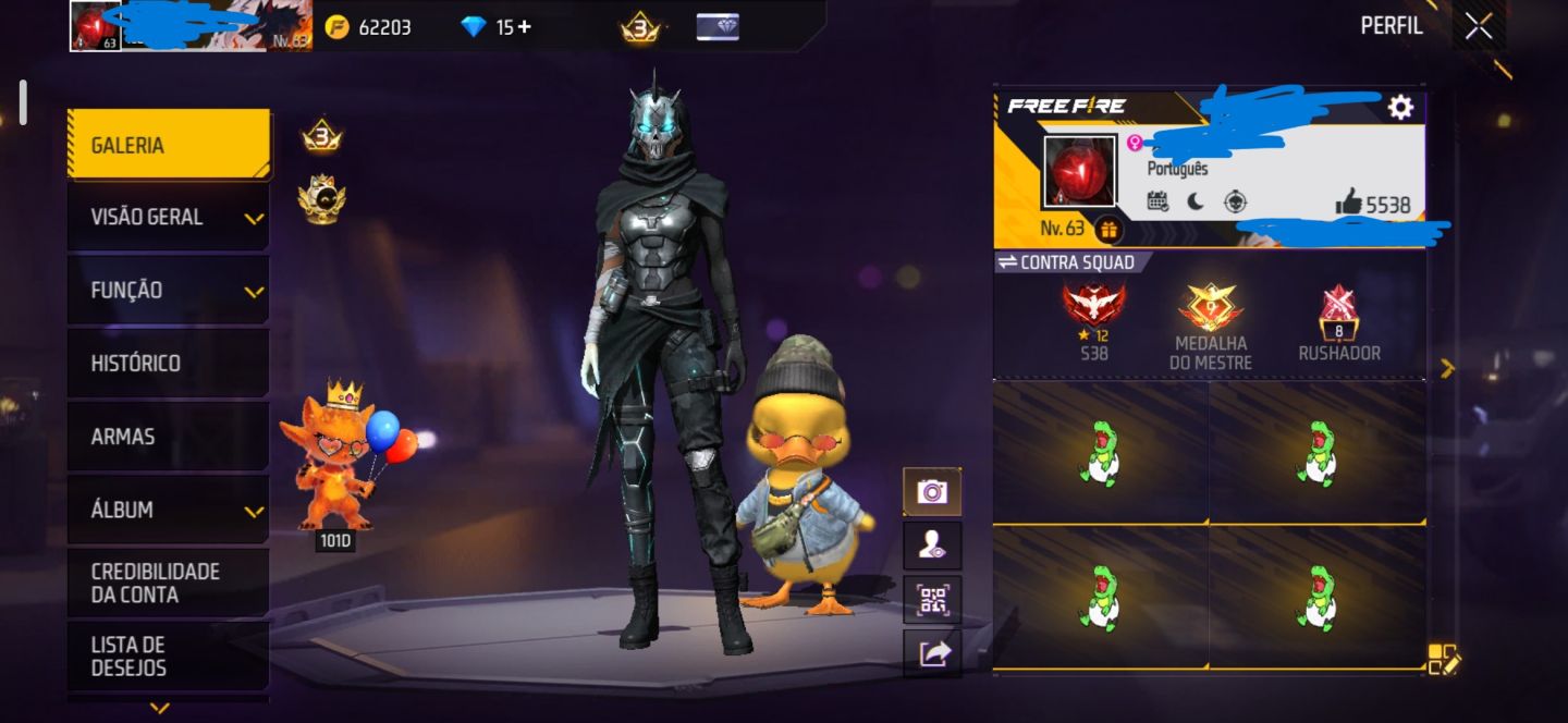 Conta Free Fire ff antiga lvl63