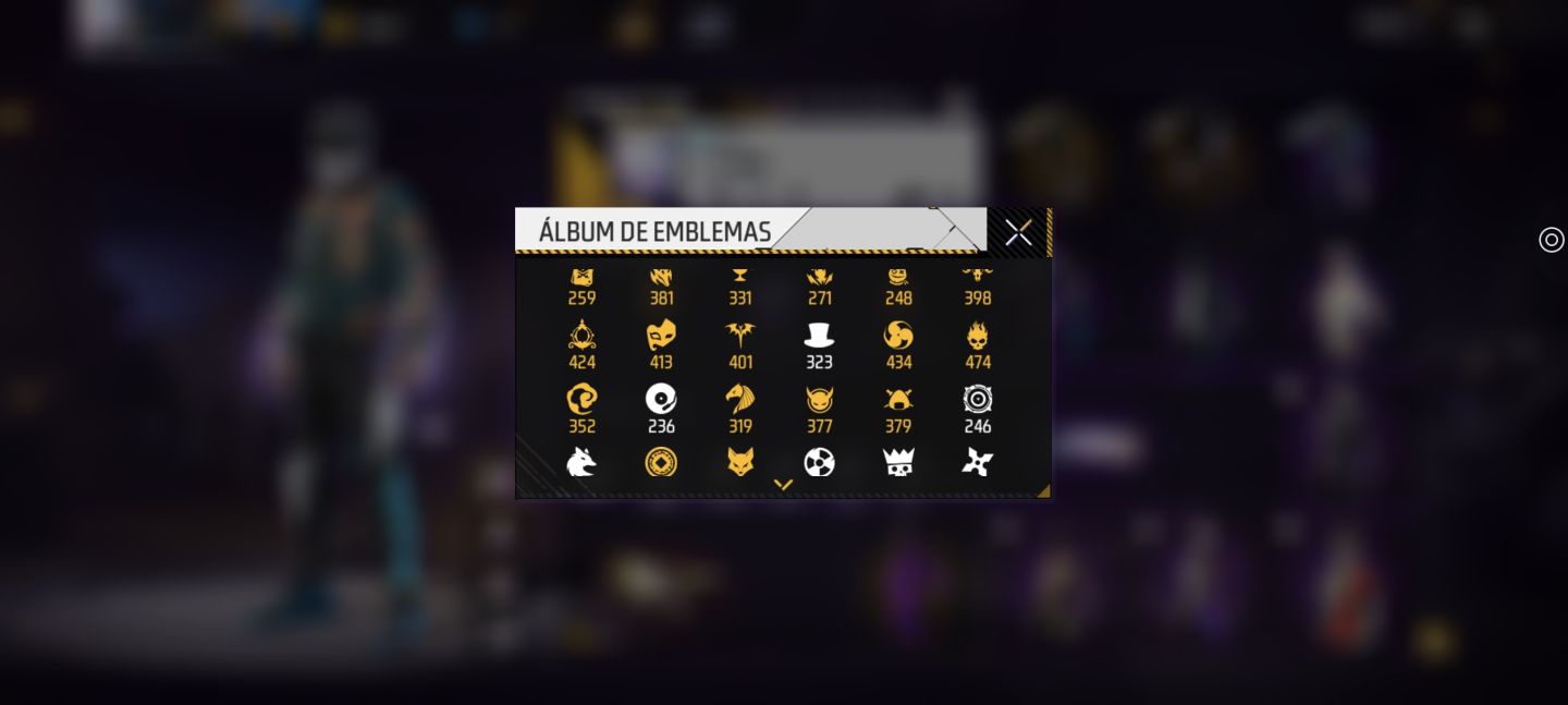 Conta de fre fre com várias skins de armas atribuídas