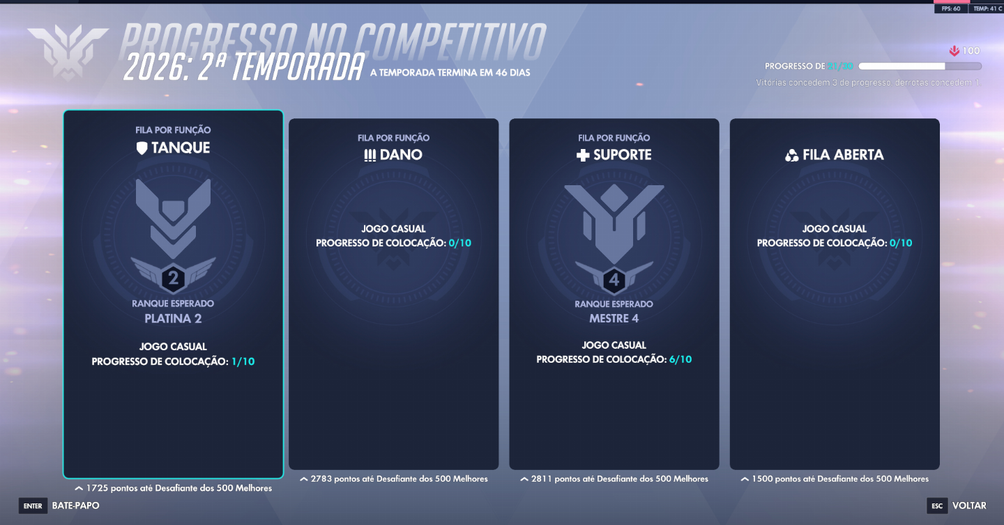 CONTA OVERWATCH PRONTA PRO COMPETITIVO, TODOS OS ELOS