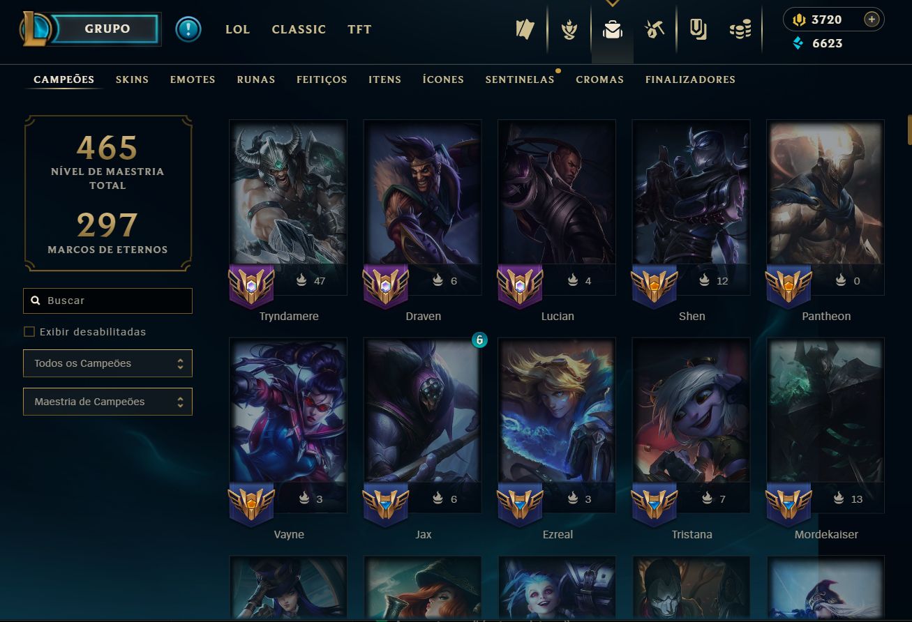 Lvl 135 | 284 skins | 3720 RP | bordas de skins, elise e morgana vitorisa e mais