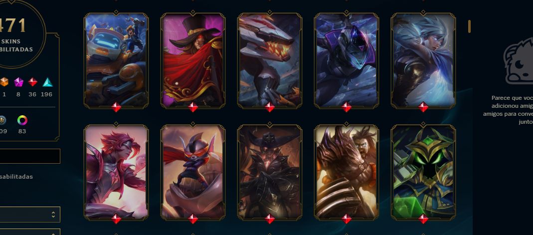 Conta lol esmeralda 2 , 471 skins com skins escolhidas na mão (negociável)