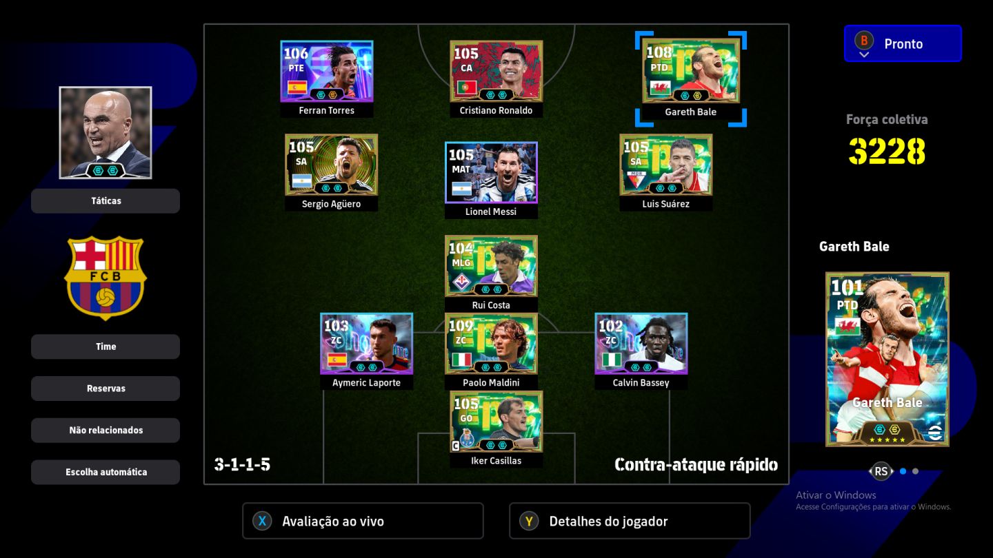 PC, PACK DE PORTUGAL, BALE 108, TORRES 106, AGUERO BLITZ, SUAREZ, MALDINI 109