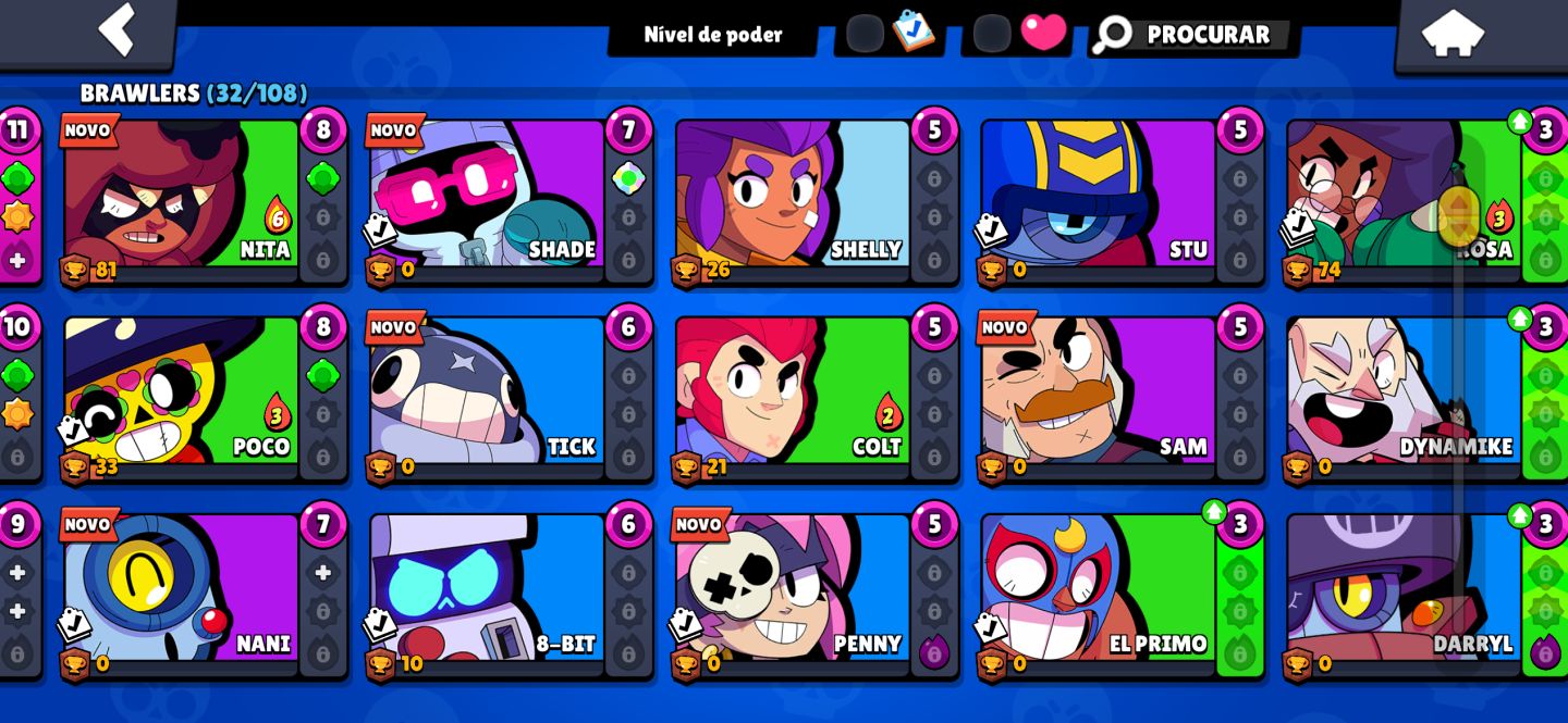 CONTA BRAWL STARS COM 32 BRAWLERS