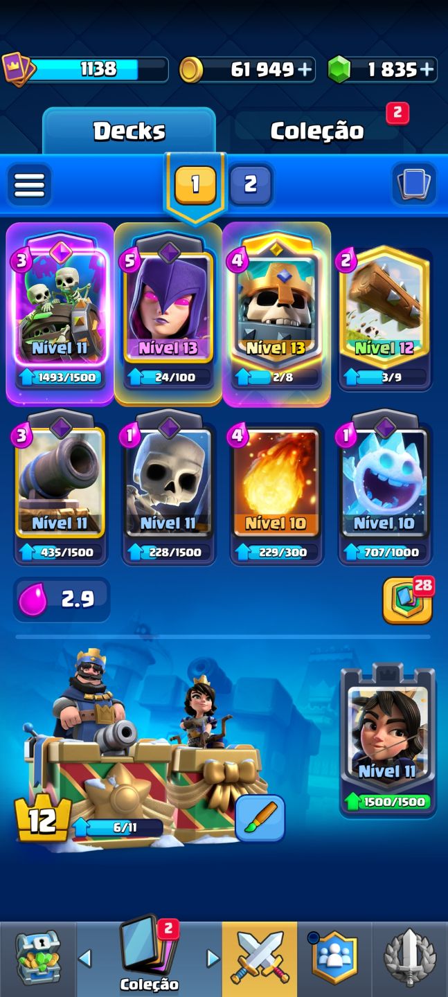 Conta Clash Royale 7709 Troféus | 1.8k Gemas + 61k Ouro | Sem Banimento